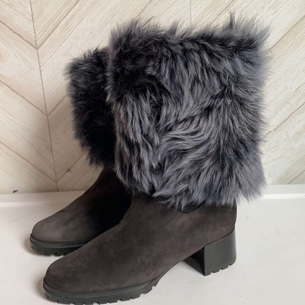 New Stuart Weitzman Blizzard fur cuff boots 4N